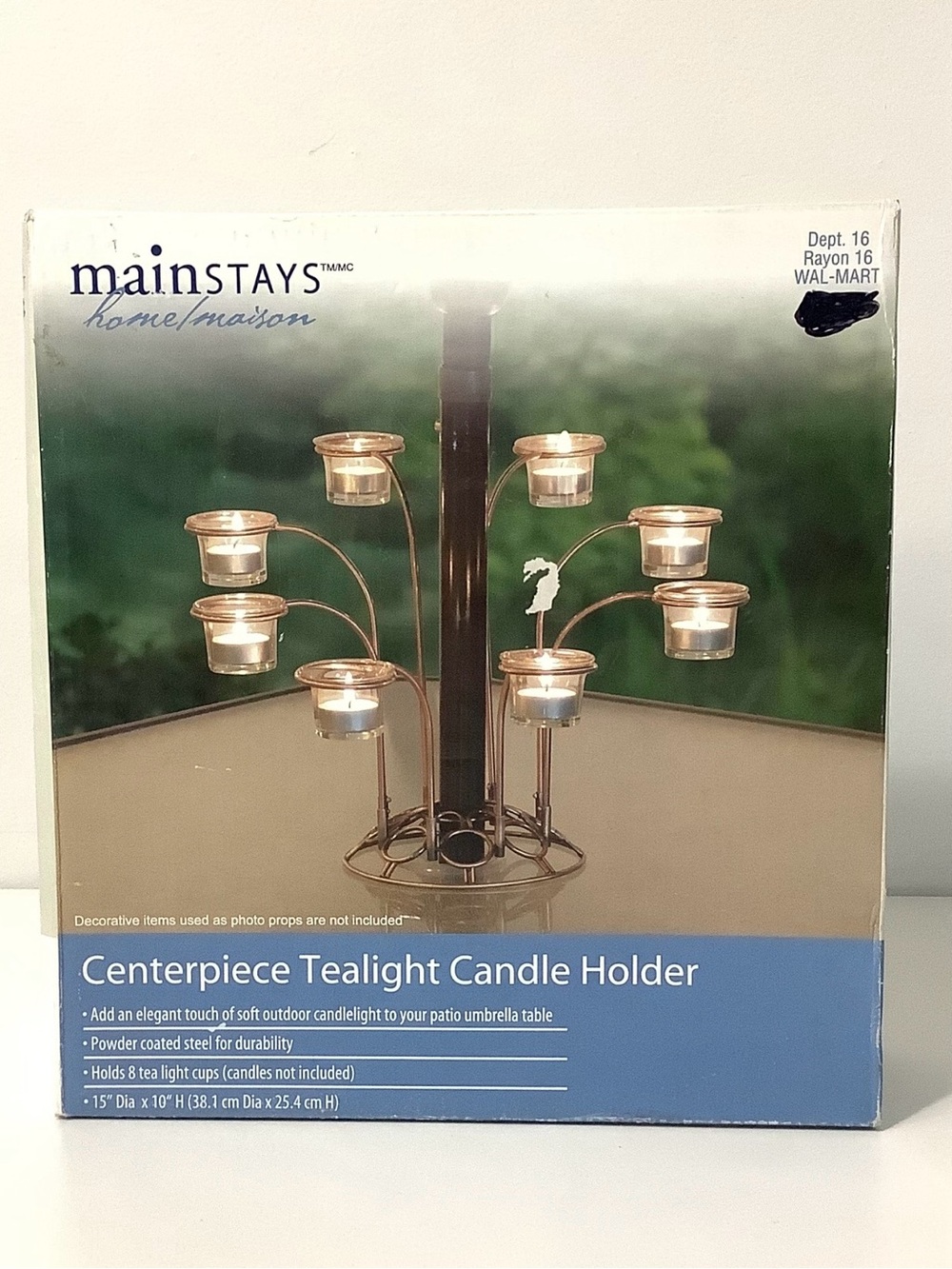 Mainstays  8-Tealight Centerpiece Candle Holder for Patio Umbrella Table New